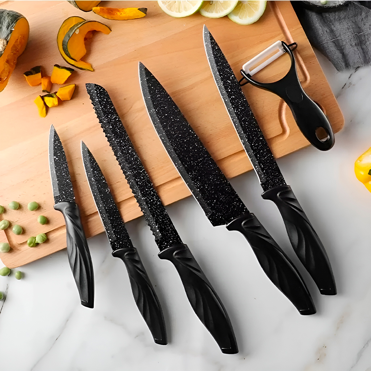 Conjunto Facas Descascador 6 Peças Utensílios Cozinha — imagem 1