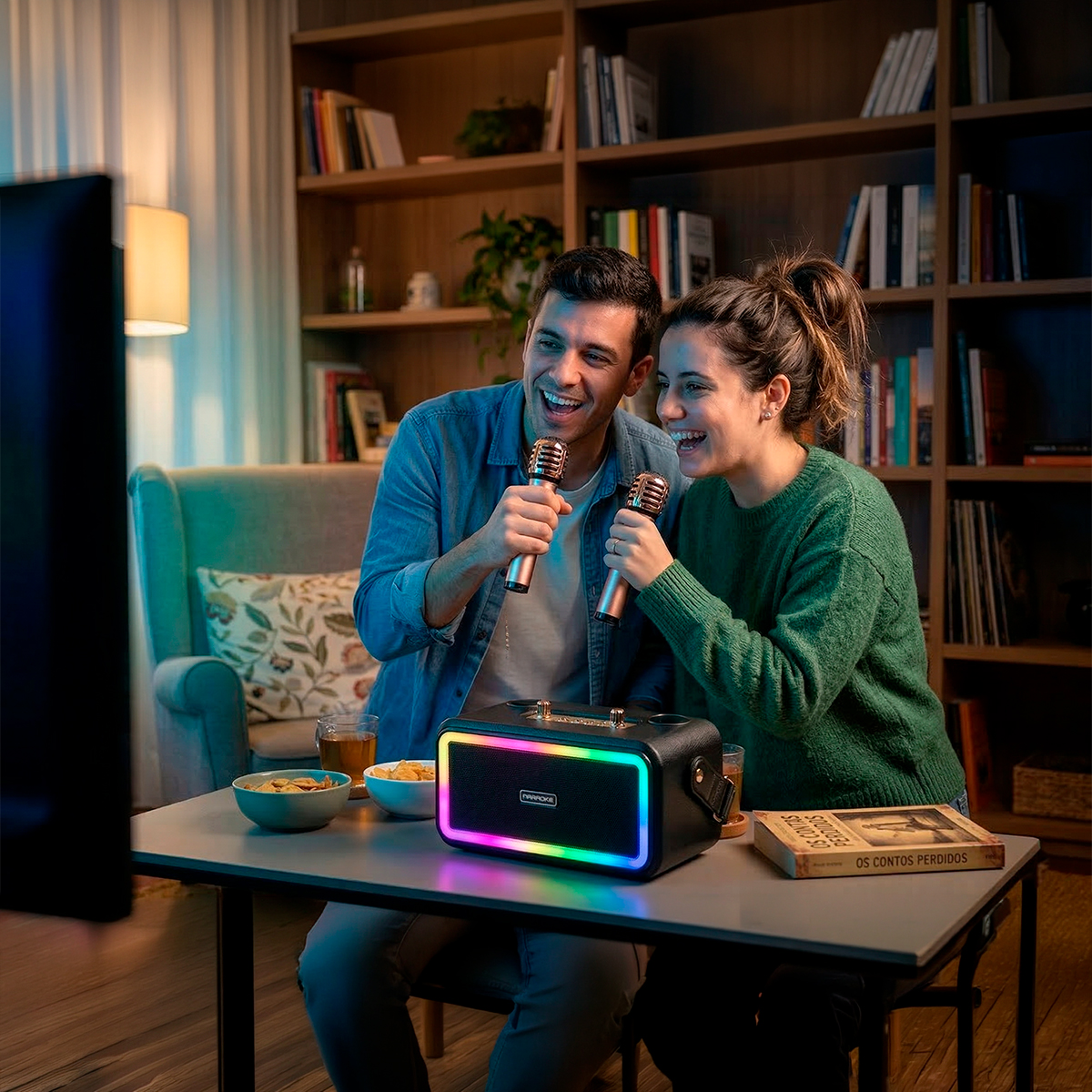 Caixa De Som Karaokê Microfone áudio Bluetooth Potente — imagem 3