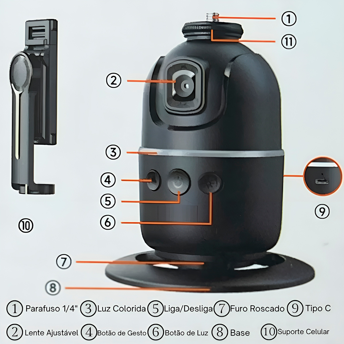 Suporte Inteligente Gimbal Reconhecimento Facial Filmagem — imagem 6