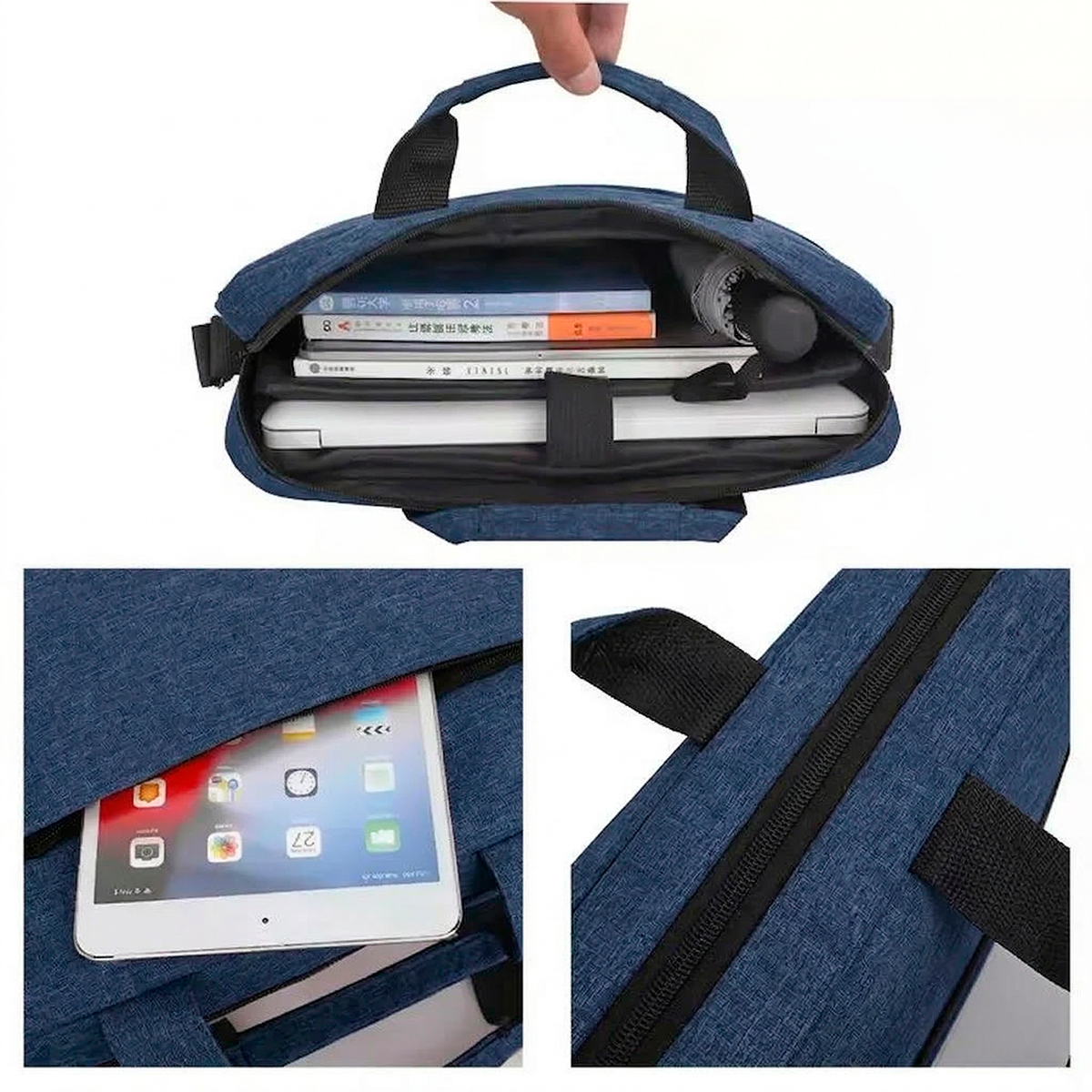 Bolsa Estojo Notebook Impermeável Azul Escuro Alça — imagem 4