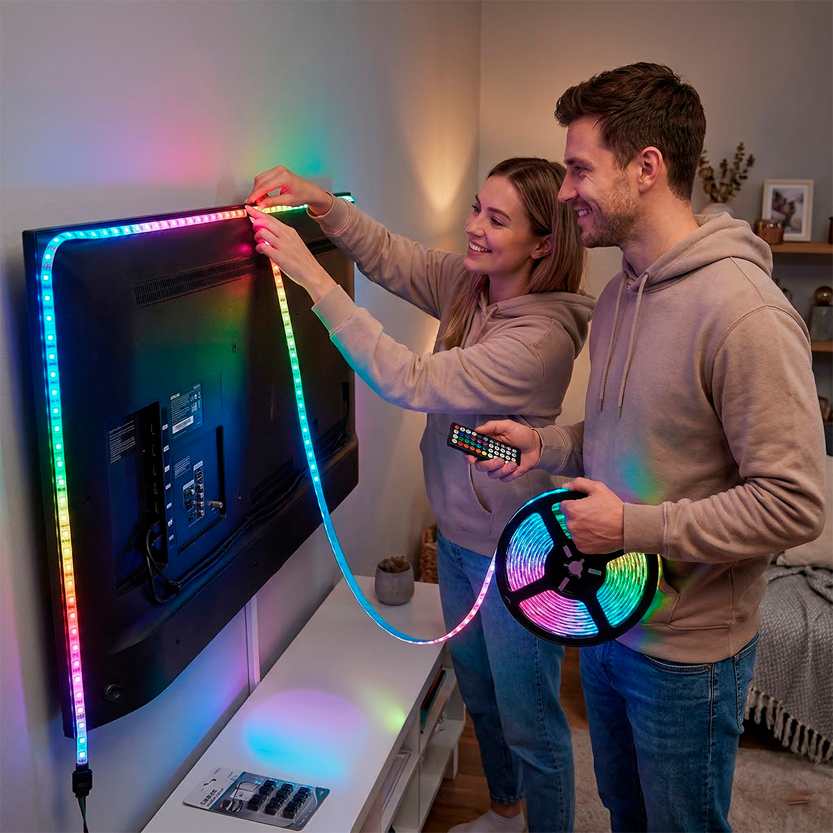 Fita Led Sensor De Som Rgb Iluminação Televisão Controle — imagem 2