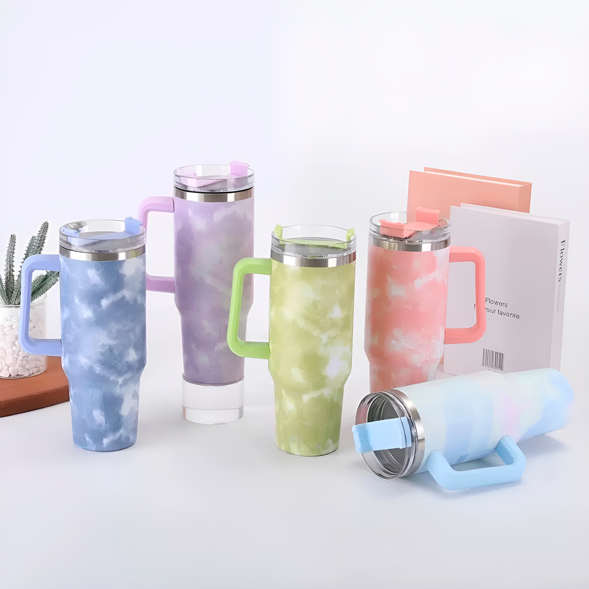 Copo Térmico Estilo Quencher Marmorizado 1200ml Cor:azul — imagem 6