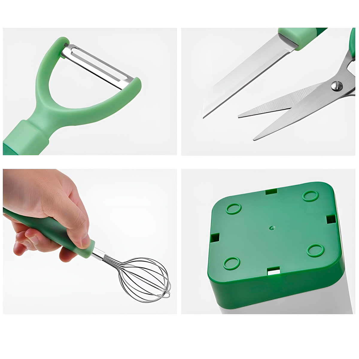 Conjunto 5 Peças Utensílios Ralador Tesoura Faca Suporte — imagem 2
