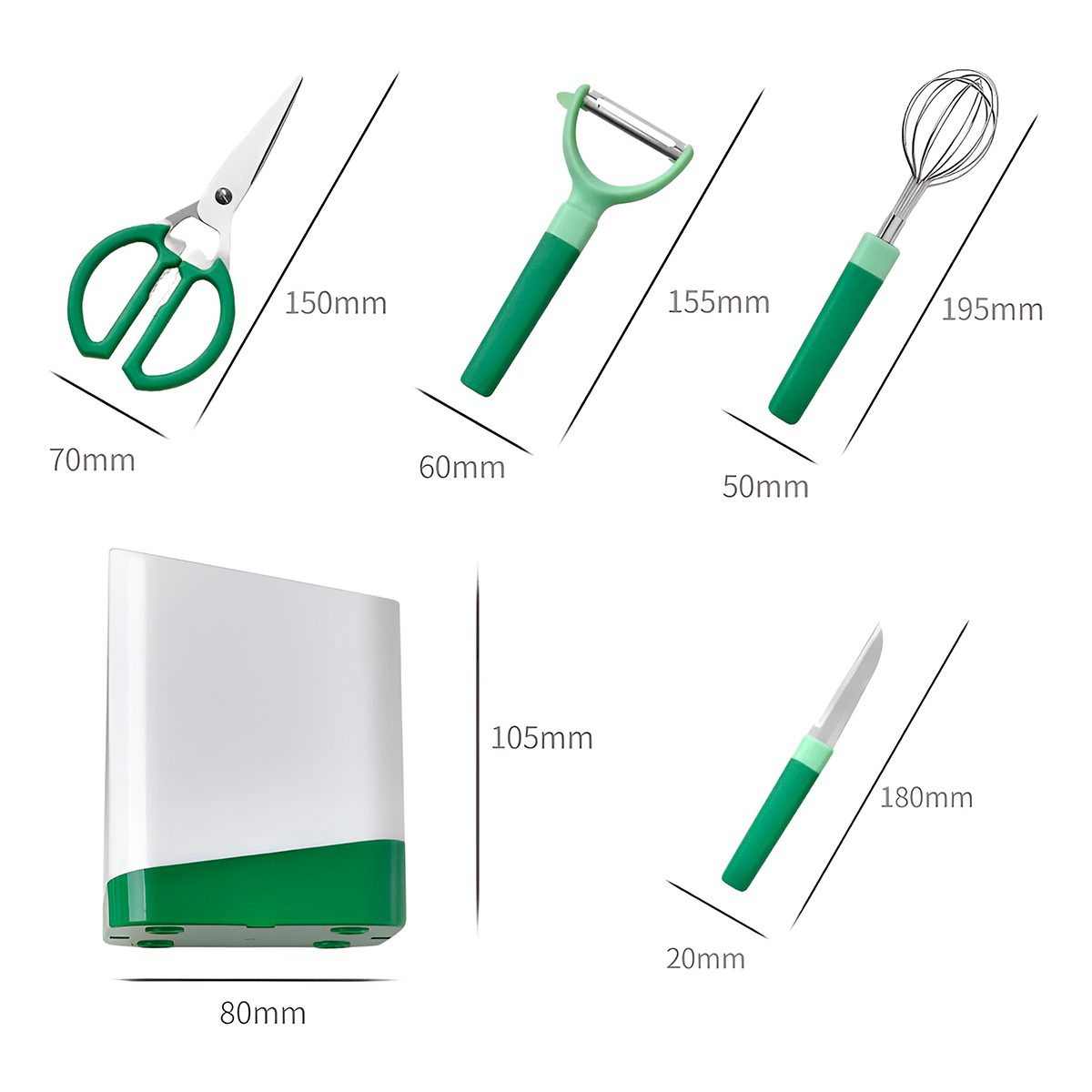 Conjunto 5 Peças Utensílios Ralador Tesoura Faca Suporte — imagem 4