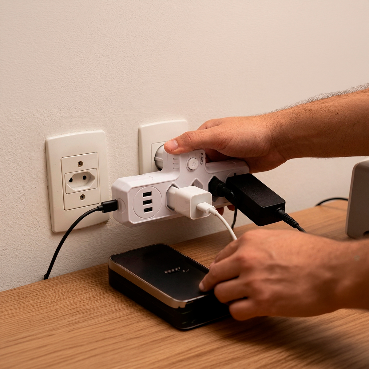 Filtro De Linha Extensor 3 Tomadas Eletricidade Adaptador — imagem 3