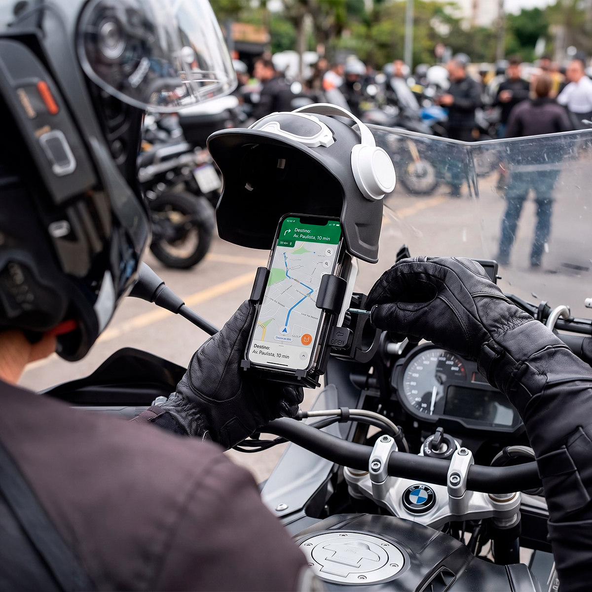 Suporte De Celular Guidão Para Moto Mini Capacete Cor:preto — imagem 4