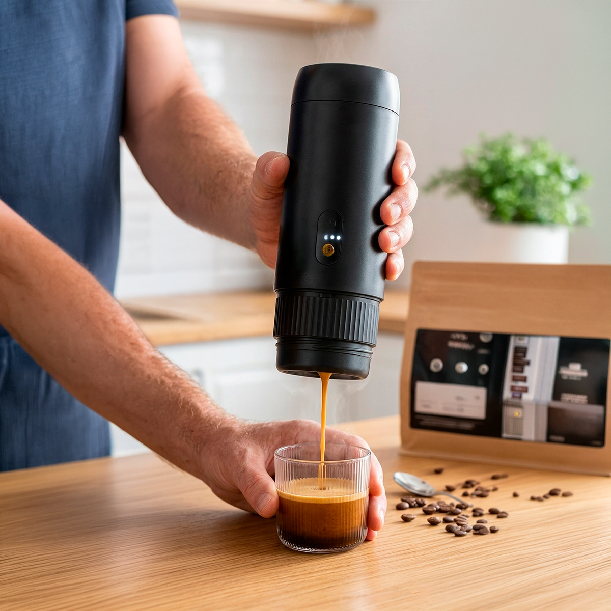 Mini Máquina De Café Portátil Recarregável Pó Cápsulas — imagem 3