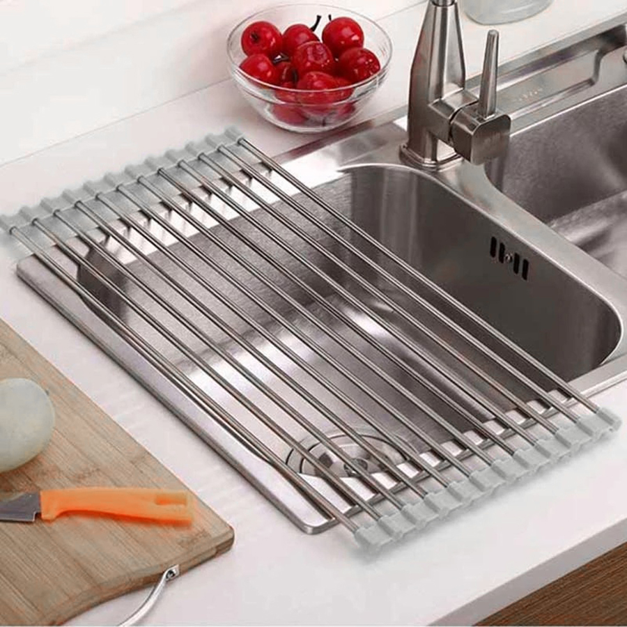 Escorredor De Pia Dobravel Portatil Aço Inox Tamanho:47x30 G — imagem 1