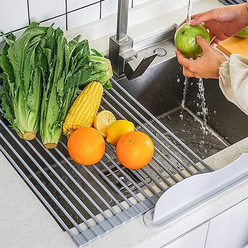 Escorredor De Pia Dobravel Portatil Aço Inox Tamanho:47x30 G — imagem 2