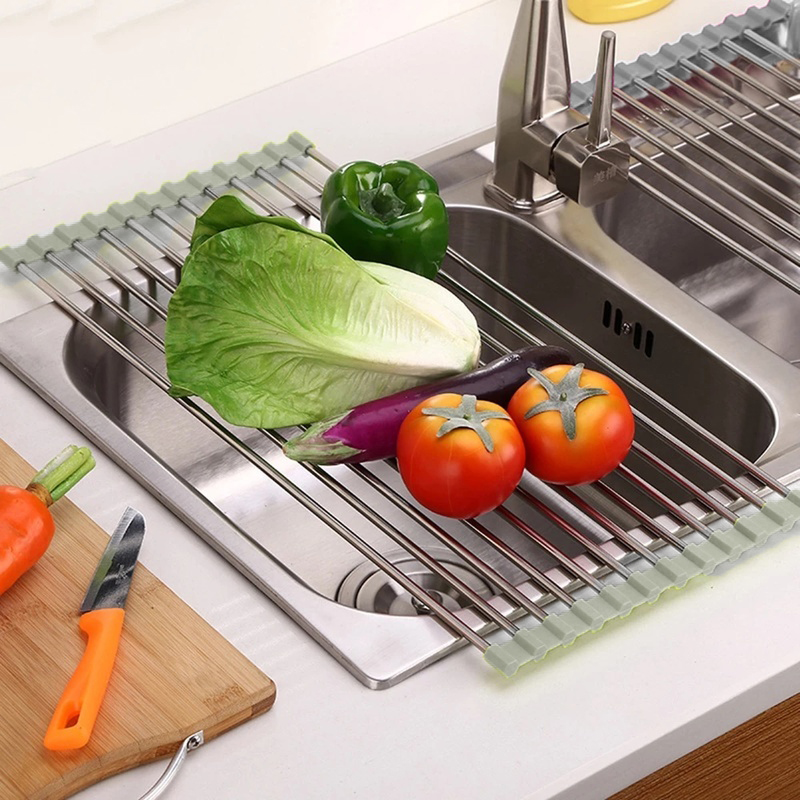 Escorredor De Pia Dobravel Portatil Aço Inox Tamanho:47x30 G — imagem 4