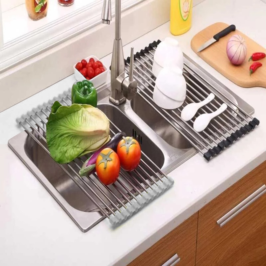 Escorredor De Pia Dobravel Portatil Aço Inox Tamanho:47x30 G — imagem 5