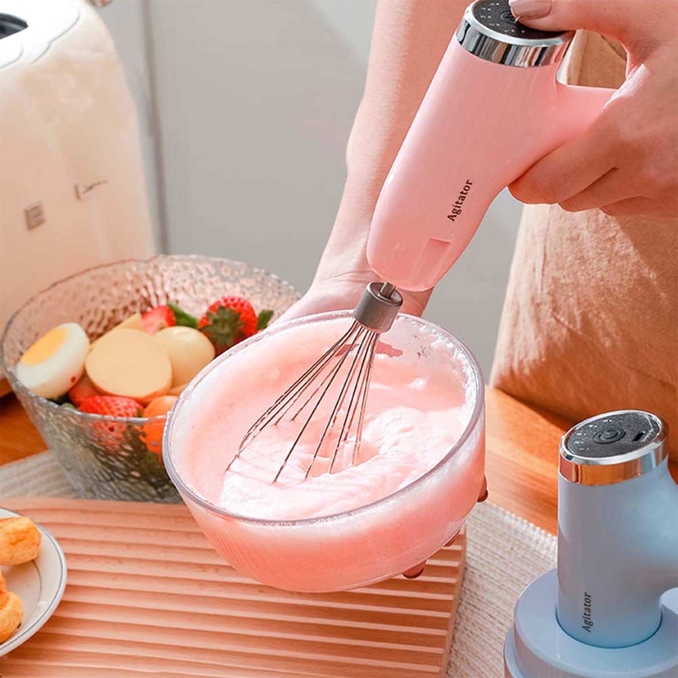 Batedeira Processador Mini Triturador Recarregável Cor:rosa — imagem 2