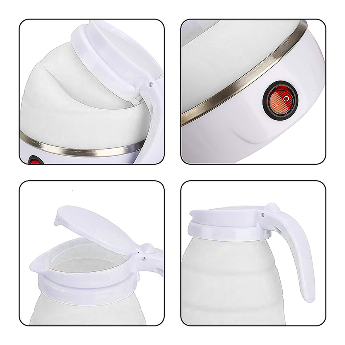 Chaleira Eletrica Dobravel Silicone 600w 110v 600ml Branco — imagem 3