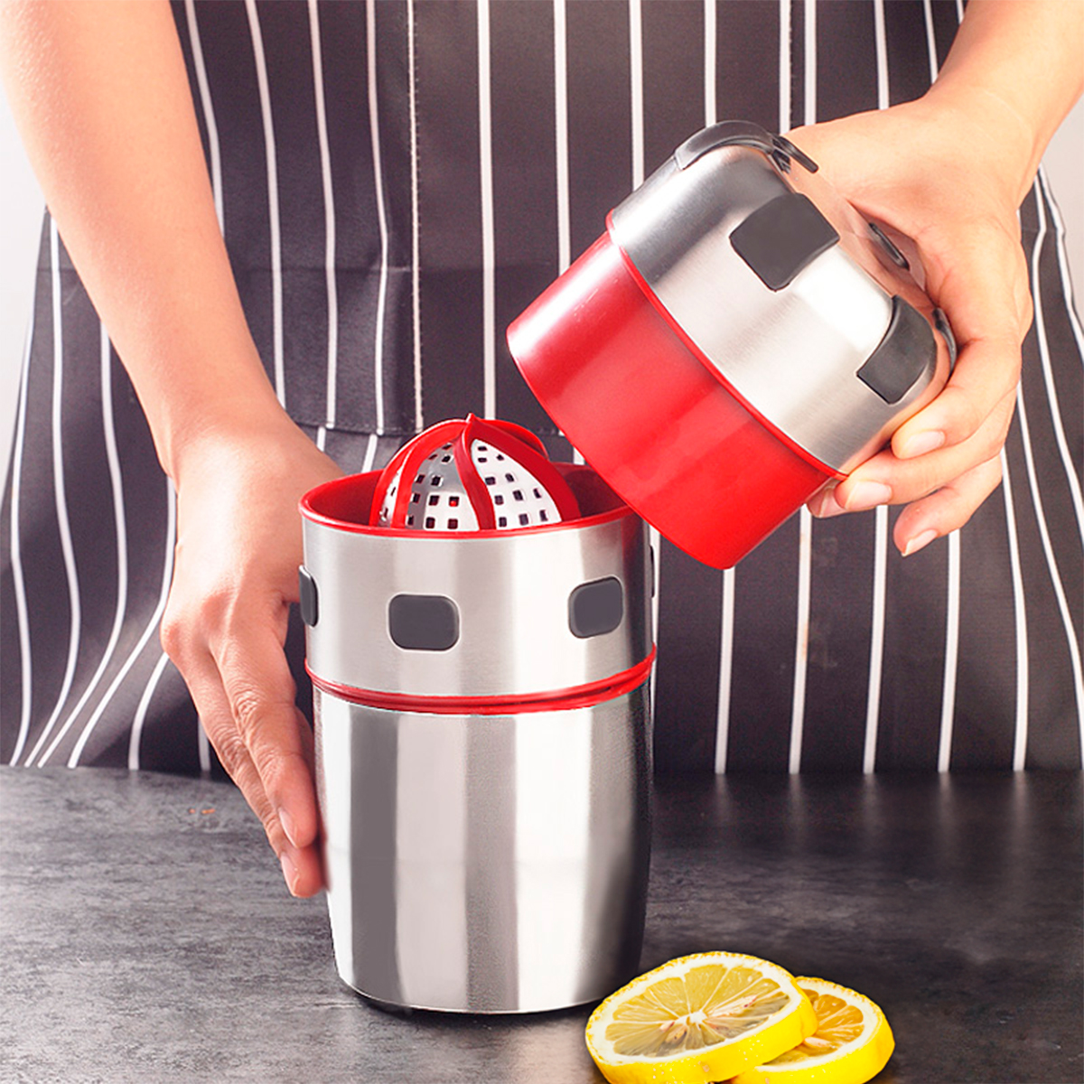 Espremedor Amassador Cortador De Frutas Verduras Aço Inox — imagem 4