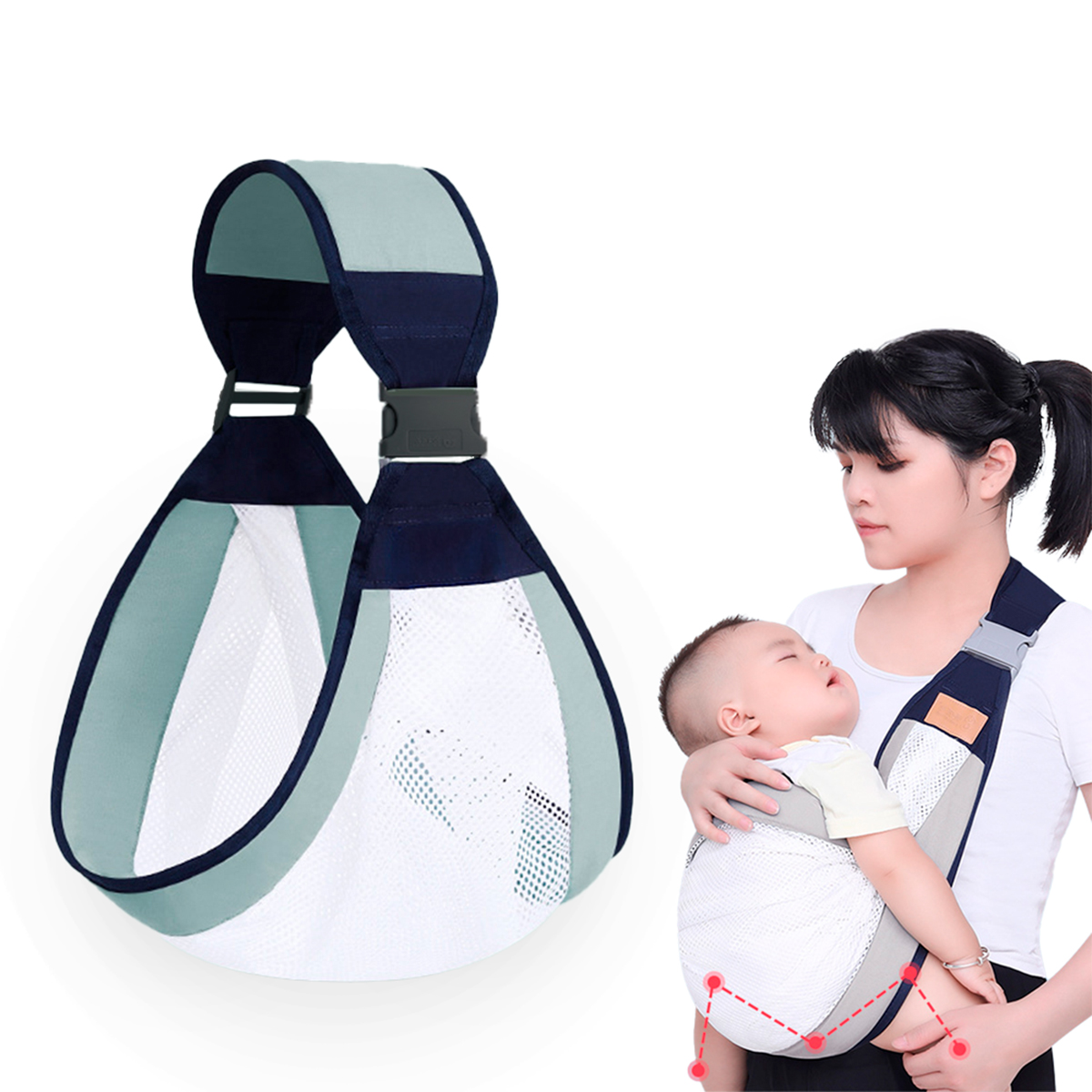 Sling Bebe Carregador Canguru Ajustavel Cor:verde — imagem 2