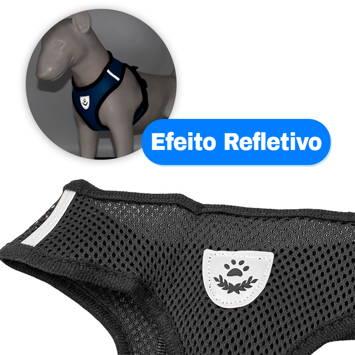 Coleira Peitoral Refletivo Com Guia Pet Azul Tamanho:xl(gg) — imagem 2