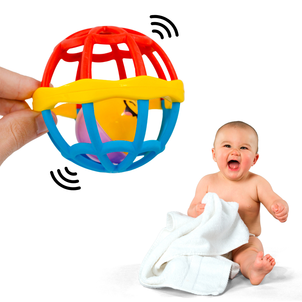 Brinquedo Bebes Chocalho Baby Macio Divertido Bola Mordedor — imagem 1