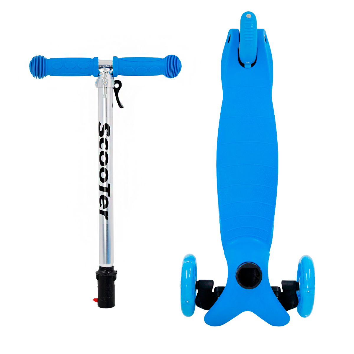 Patinete Regulável Infantil 3 Rodinhas Com Led Até 40kg Azul — imagem 3