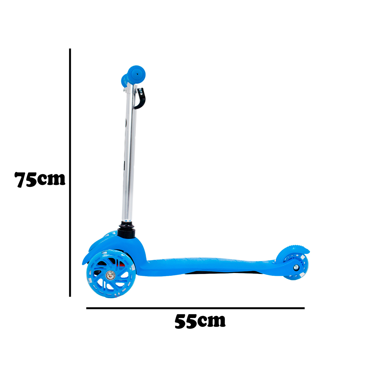 Patinete Regulável Infantil 3 Rodinhas Com Led Até 40kg Azul — imagem 2