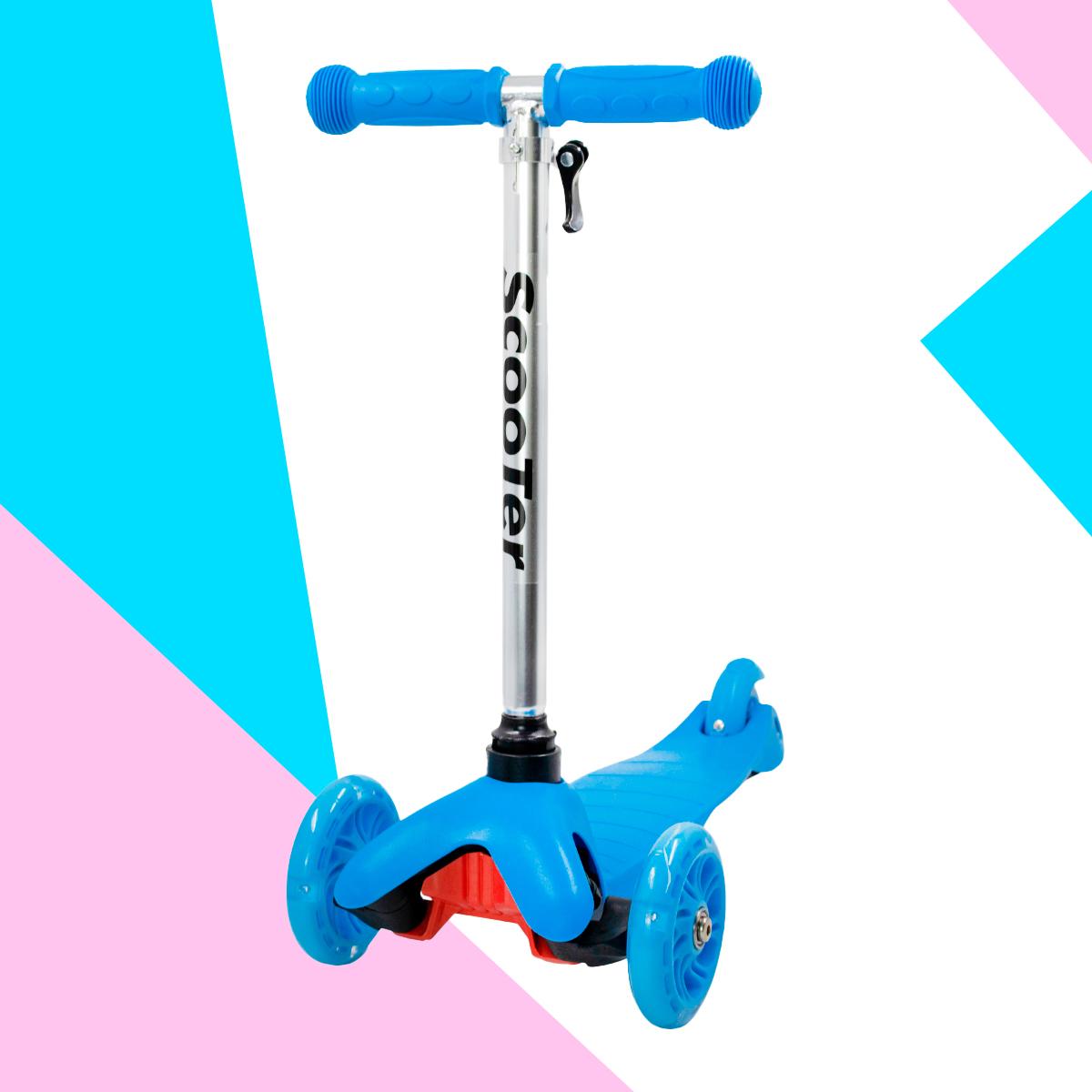 Patinete Regulável Infantil 3 Rodinhas Com Led Até 40kg Azul — imagem 1