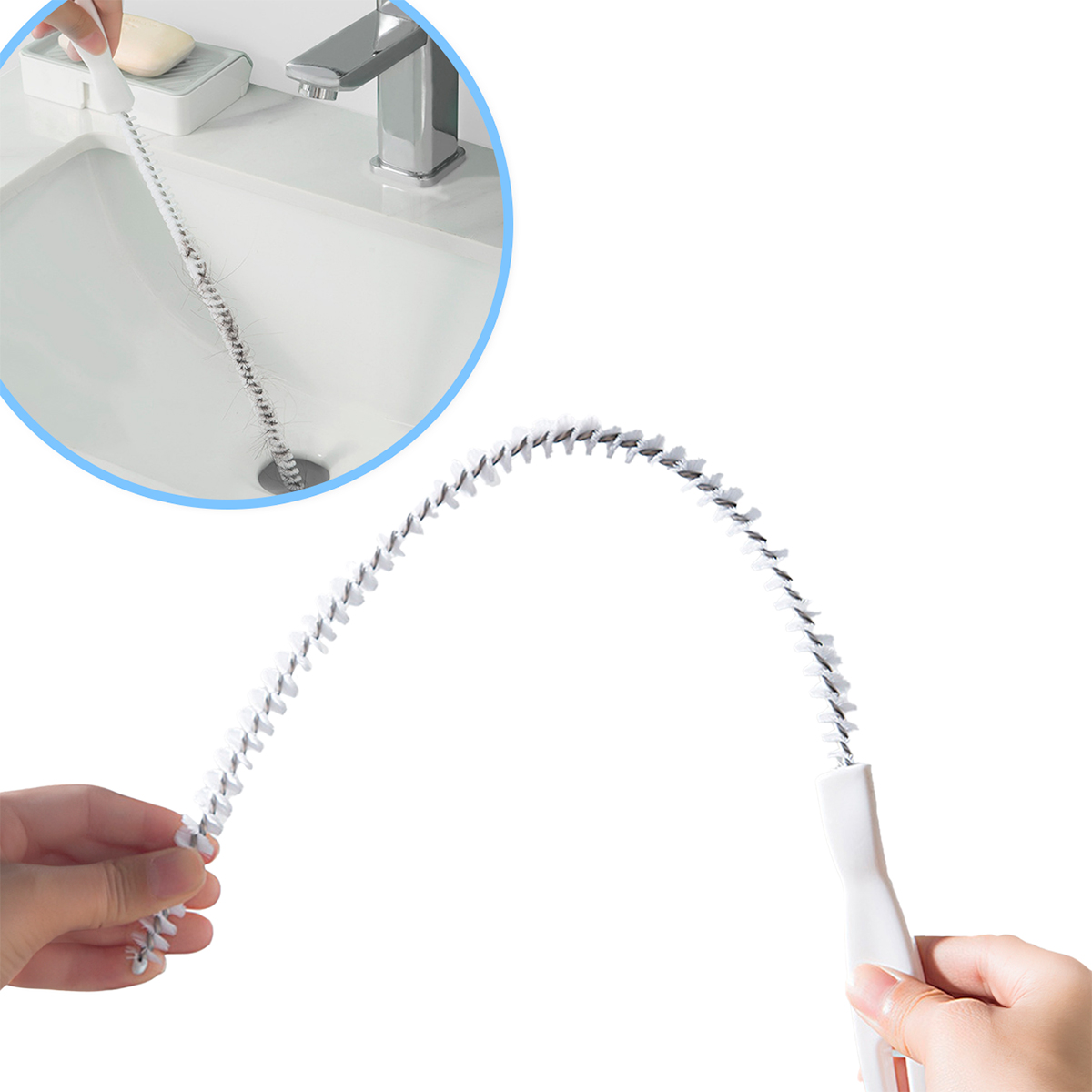 Escova Longa Multiuso Remove Cabelo Ralo Pia Tanques 40cm E 55cm — imagem 1