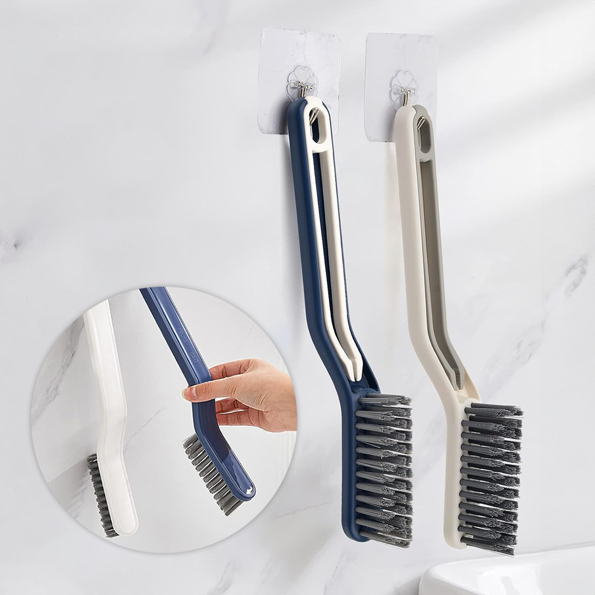 Escova Multiuso Limpeza Cantos Pinça 2 Em 1 Cor:azul — imagem 2