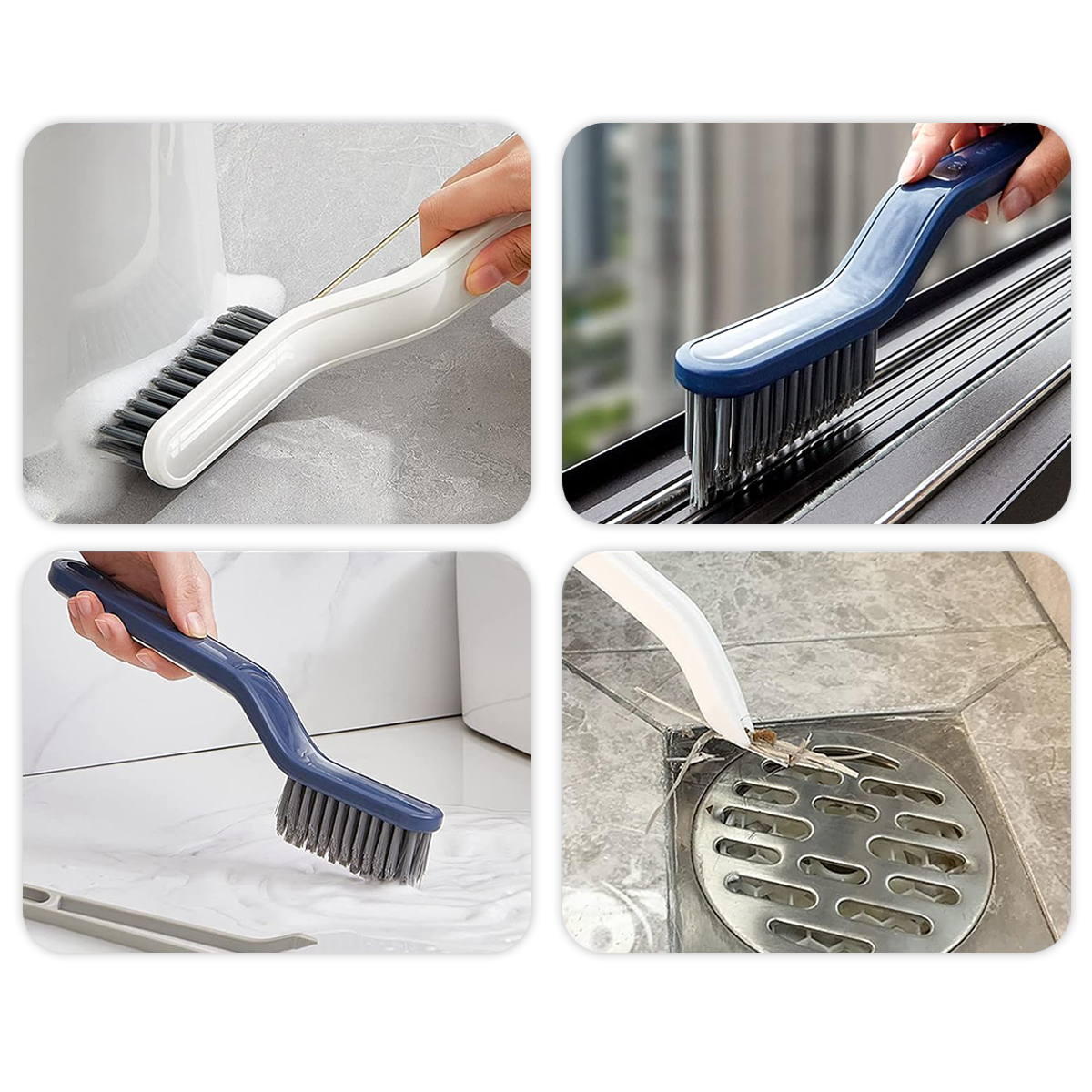 Escova Multiuso Limpeza Cantos Pinça 2 Em 1 Cor:azul — imagem 3