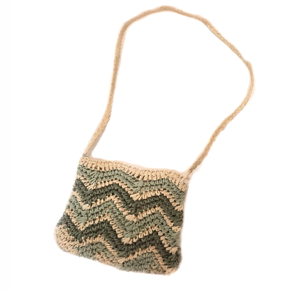 Bolsa Artesanal Lateral Listrada Transversal  Cor:verde