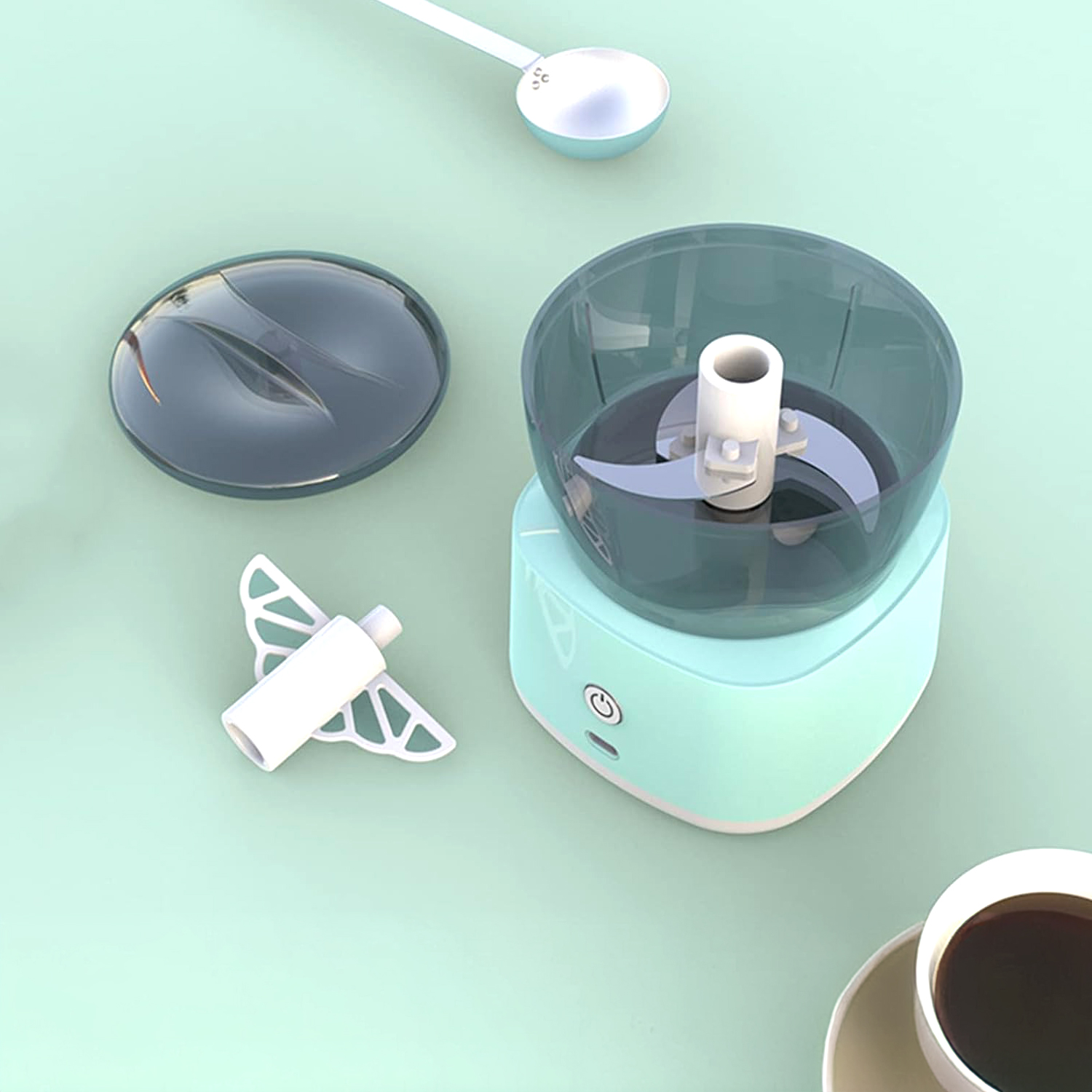 Mini Processador Elétrico Moedor Alimentos  Usb Cor:azul — imagem 4
