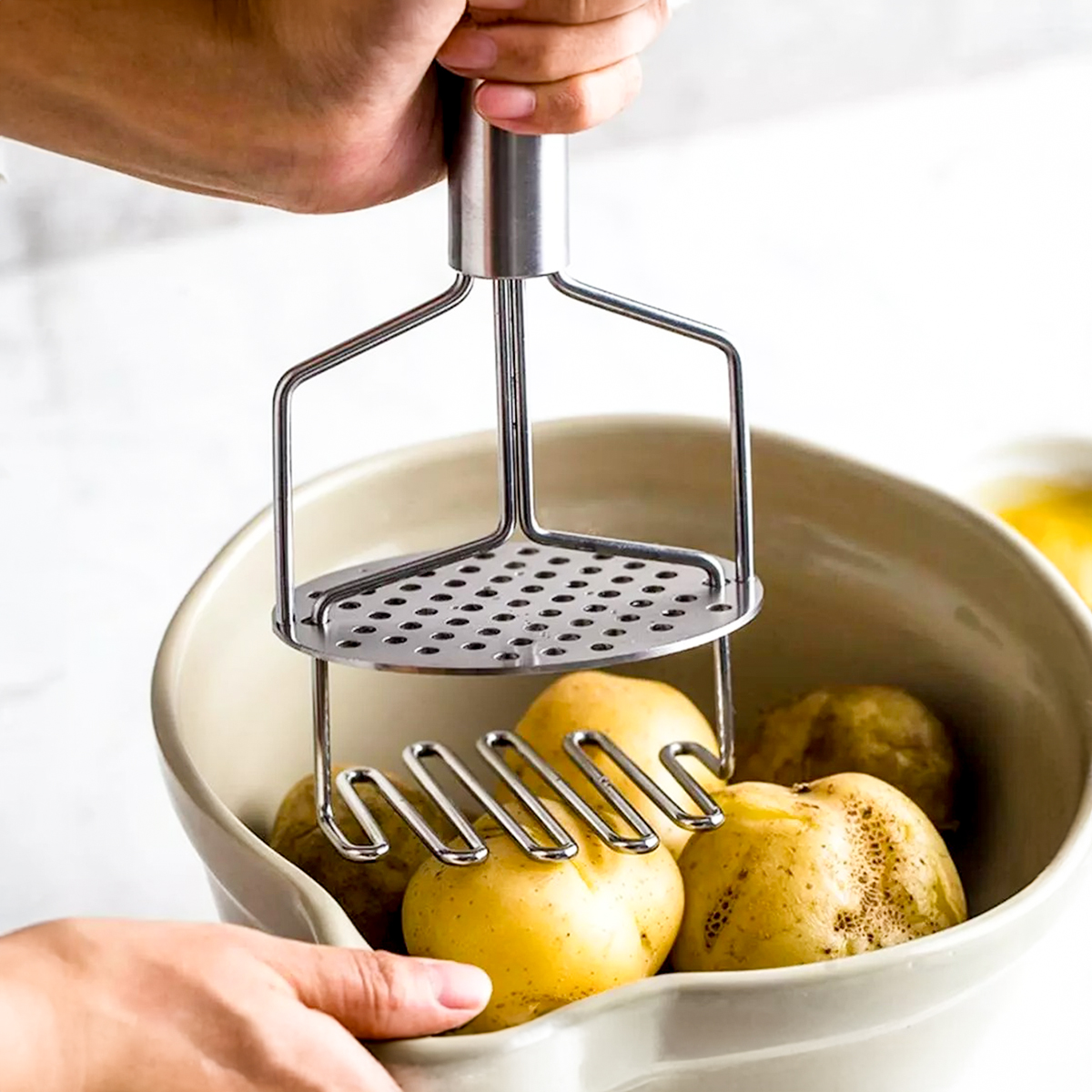 Espremedor Batata Amassador Duplo Resistente Aço Inox — imagem 1