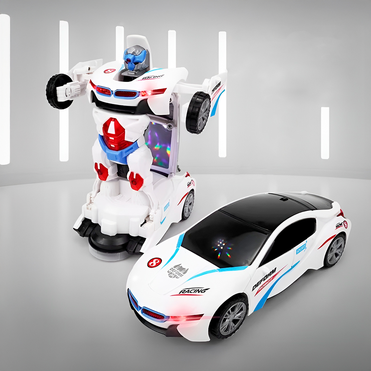 Carro Se Transforma Em Robô 2 Em 1 - Bate, Volta, Som E Luz — imagem 1