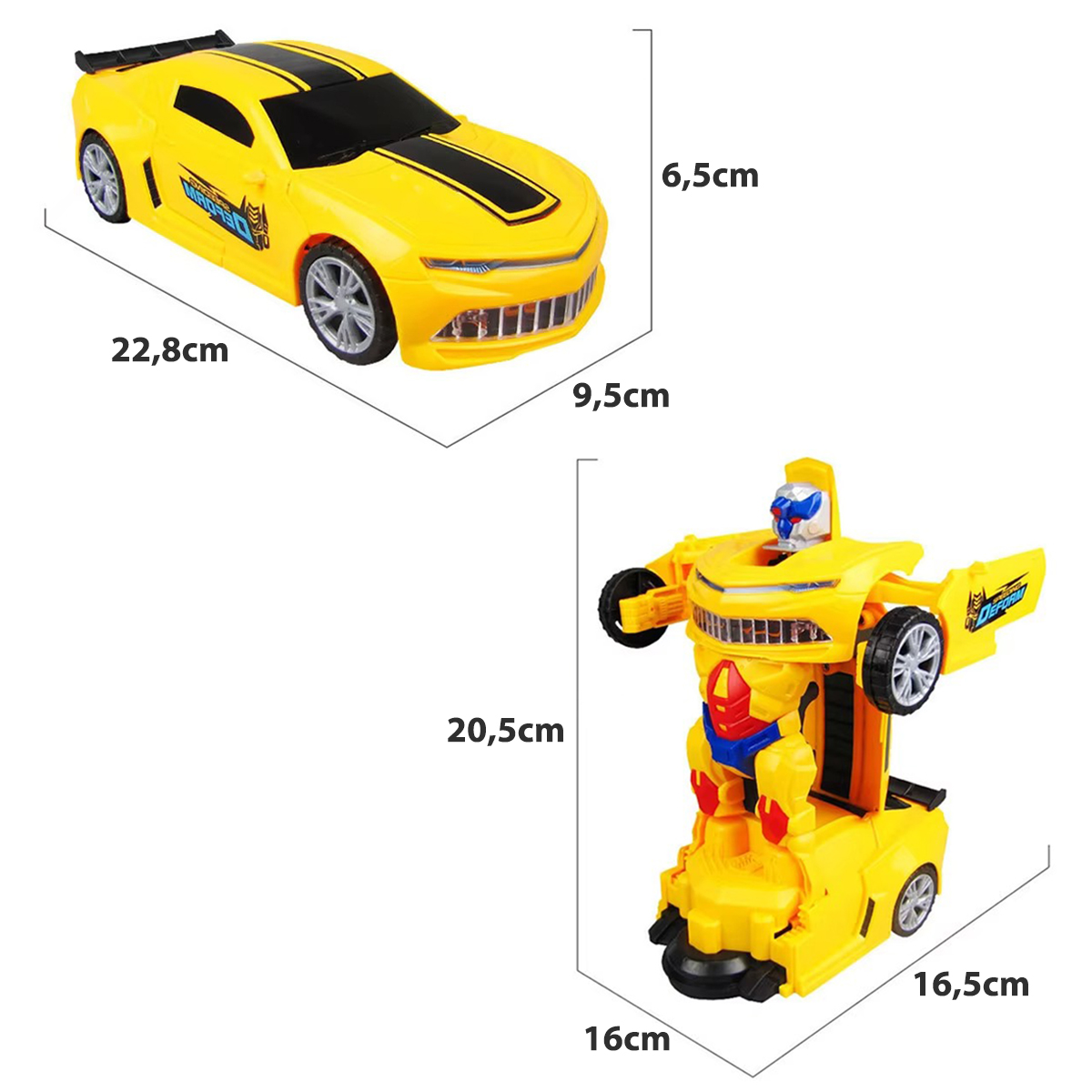 Carro E Robô 2 Em 1 - Bate, Volta, Som E Luz -amarelo — imagem 4