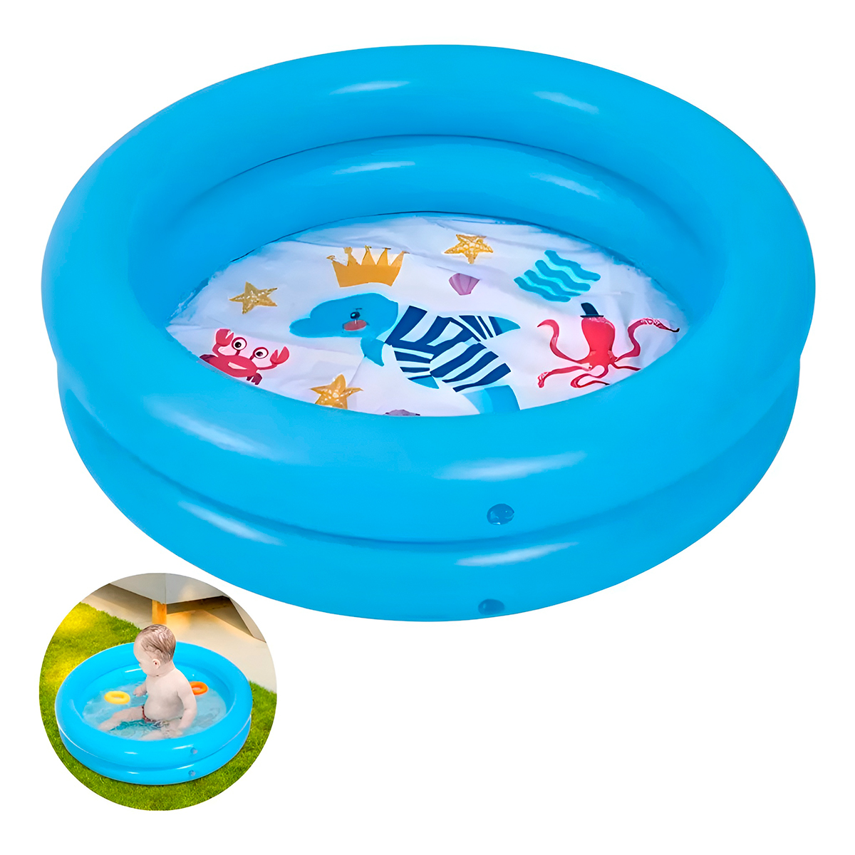 Piscina Inflável Redonda Animais Marinhos Infantil 46litros — imagem 1