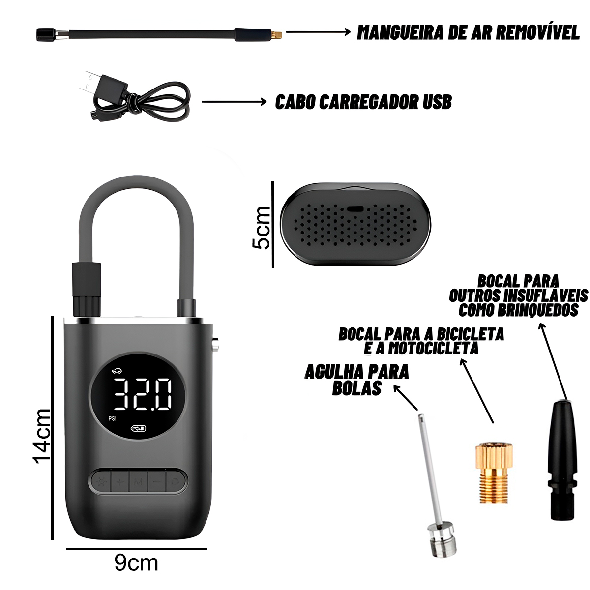 Compressor Calibrador De Ar Digital Portátil Recarregável — imagem 5