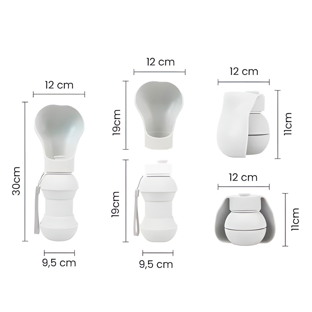 Bebedouro Dobrável Para Pets Silicone 300ml Flexível Branco — imagem 4