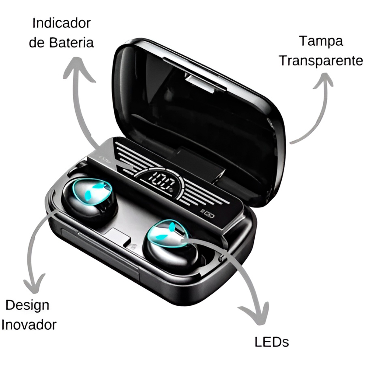 Fone Bluetooth Intra Auricular Tws Touch Redução Ruído Preto — imagem 5