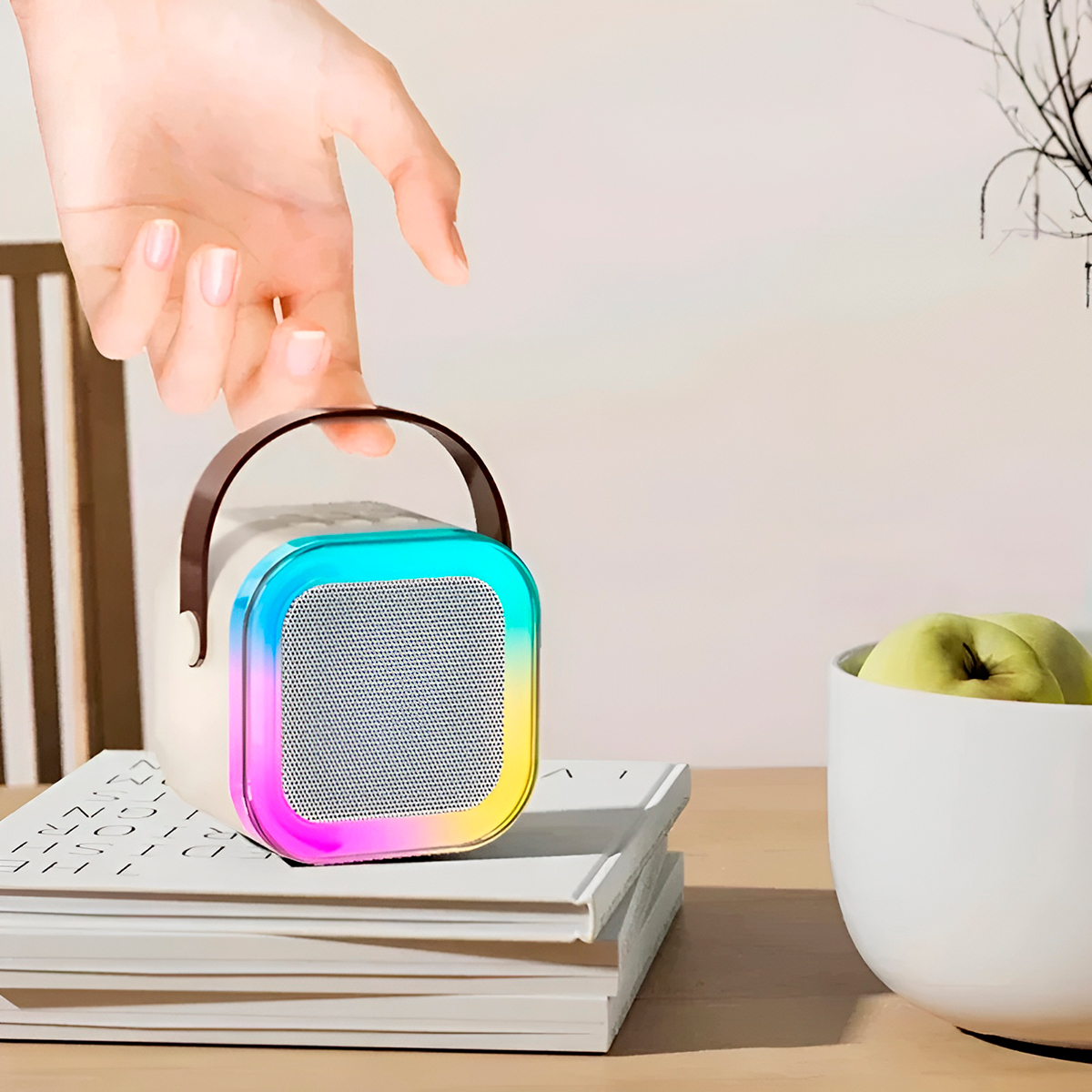 Mini Caixa De Som Microfone Bluetooth Portátil Rgb — imagem 1