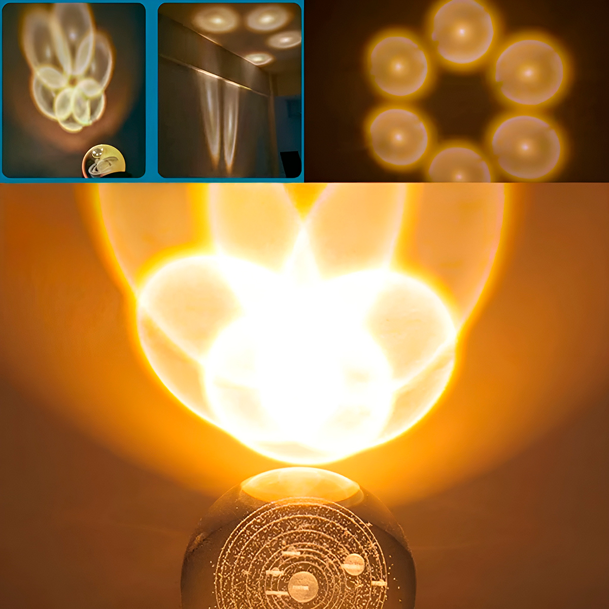 Luminária De Mesa Decorativa Esfera Base Madeira Cristal — imagem 2