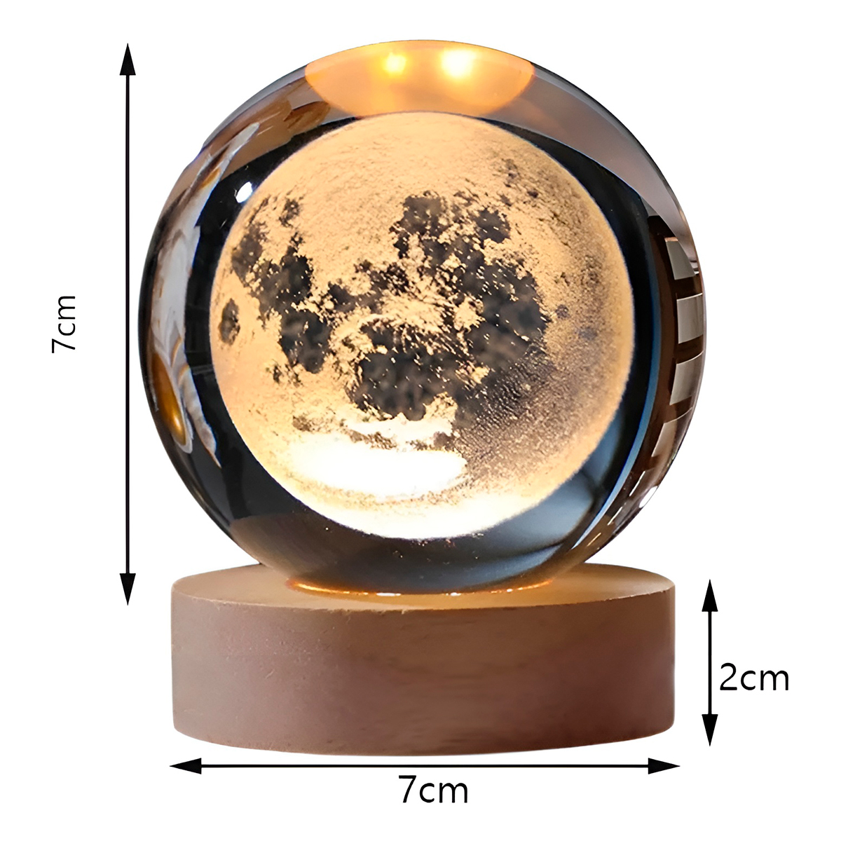 Luminária De Mesa Decorativa Esfera Base Madeira Cristal — imagem 7