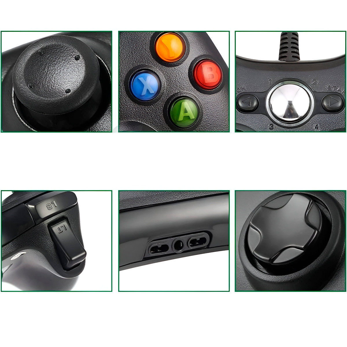 Controle Usb Com Fio Preto Xbox360 Vídeo Game Computador — imagem 1