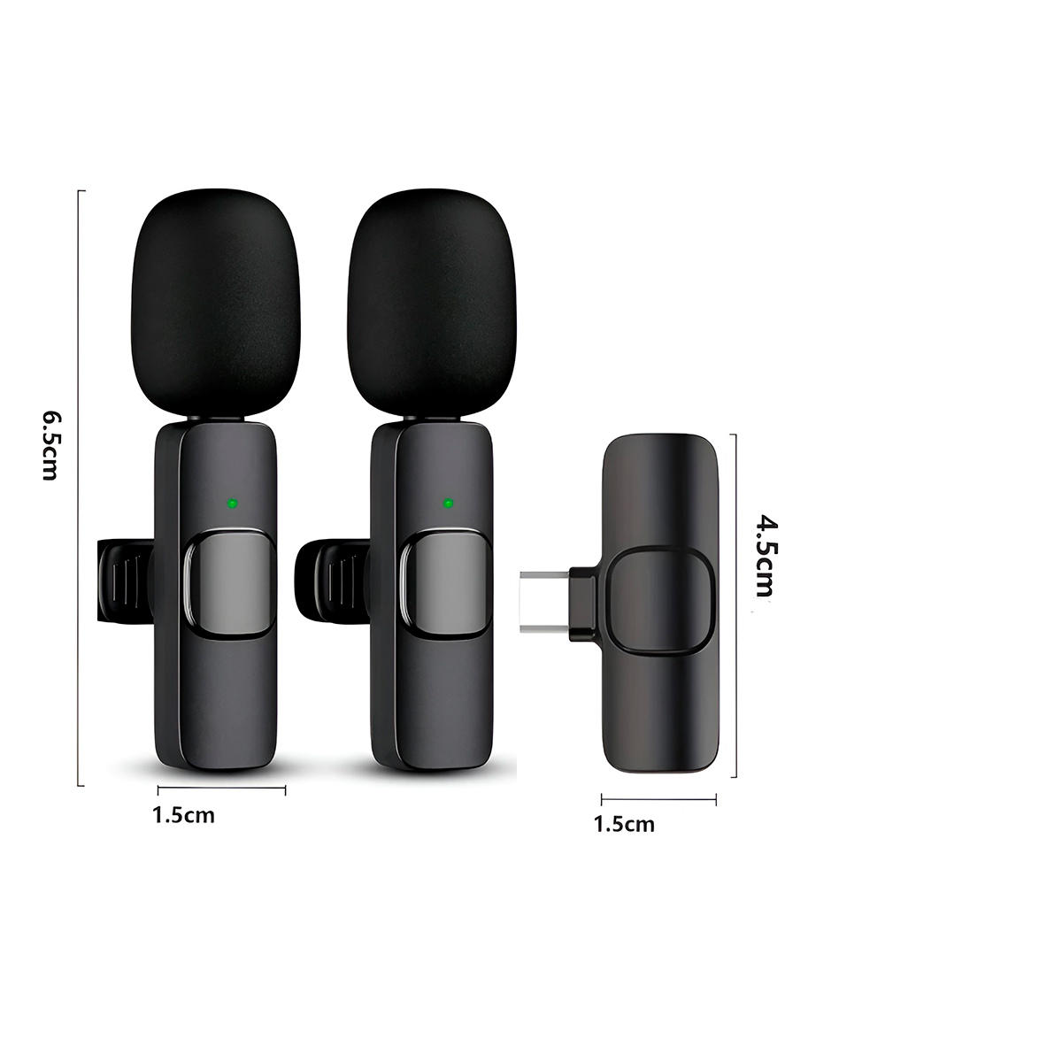 2 Microfones Wireless Lapela Adaptador Ios Encaixe Tipo C — imagem 2