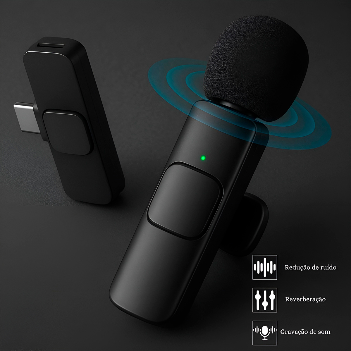 2 Microfones Wireless Lapela Adaptador Ios Encaixe Tipo C — imagem 4