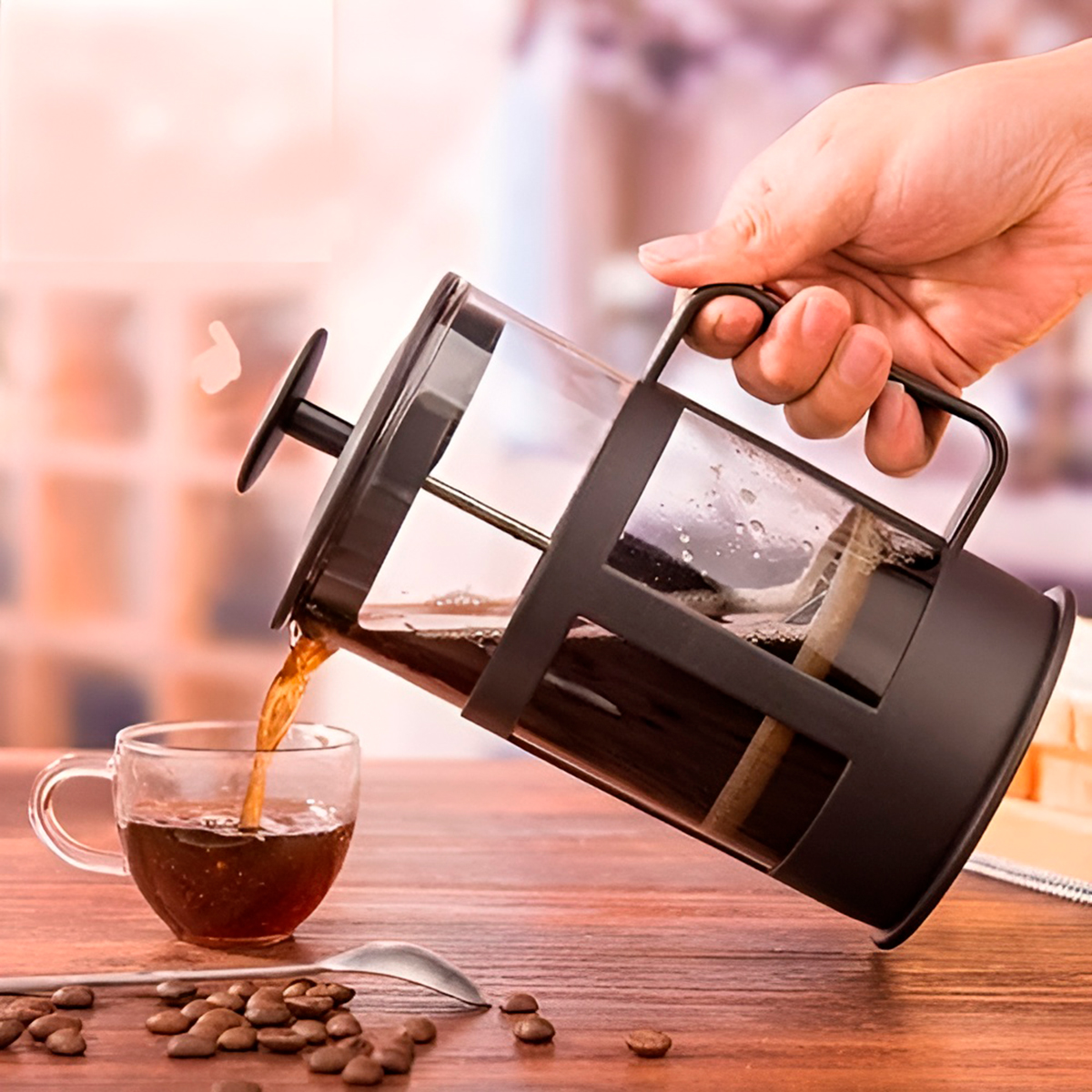 Cafeteira Prensa Francesa Chá Café 350ml Aço Inox Vidro — imagem 3