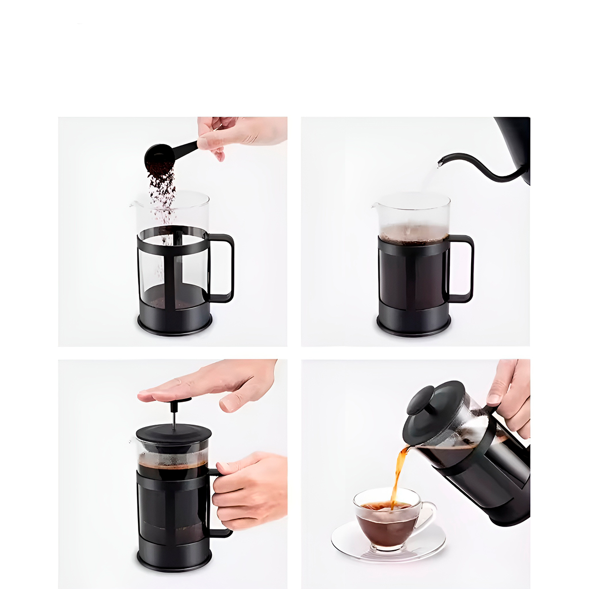 Cafeteira Prensa Francesa Chá Café 350ml Aço Inox Vidro — imagem 4